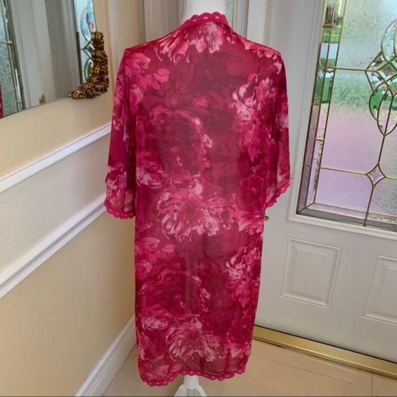 LulaRoe Pink Floral Sheer Duster Kimono Cardigan. Size Small. In‎ Good Condition - Picture 6 of 16